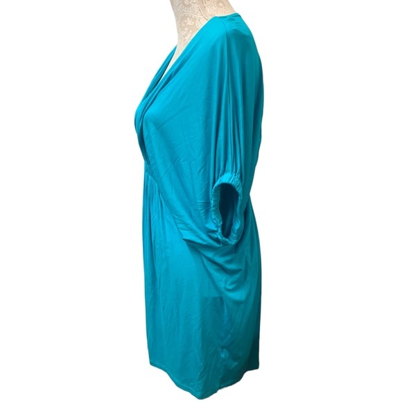 TRINA TURK Tunic Dress Batwing Gathered Waist Turquoise Size 4 - Picture 3 of 9